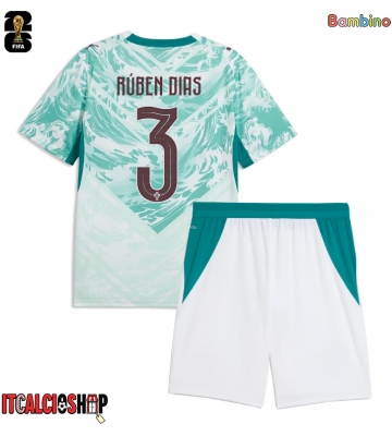 Portogallo Ruben Dias #3 Seconda Maglia Bambino Mondiali 2026 Manica Corta (+ Pantaloni corti)